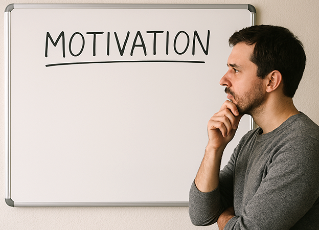 Husband pondering his options at a wipeboard